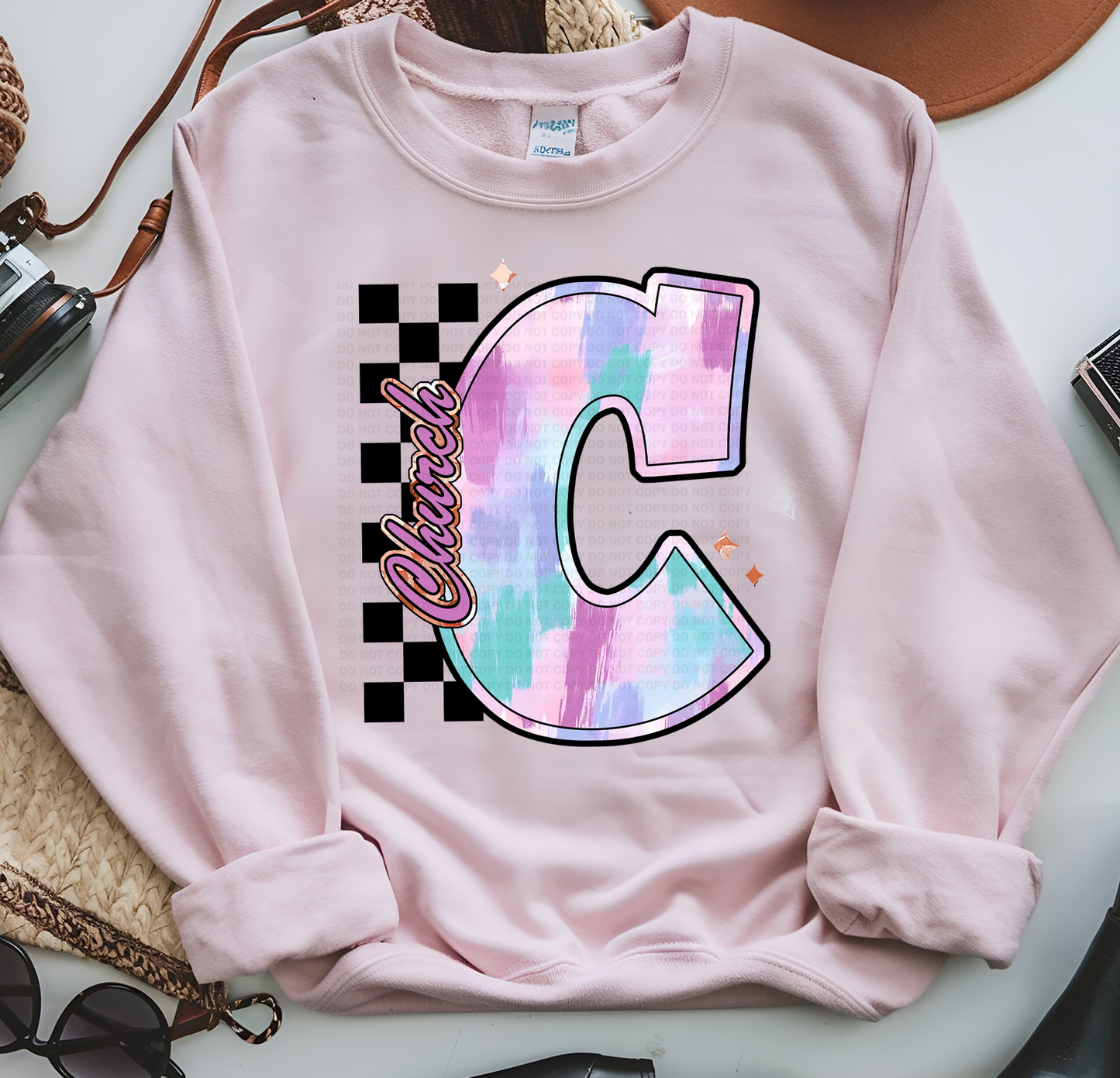 C For Church Pastel Brushstroke Checker