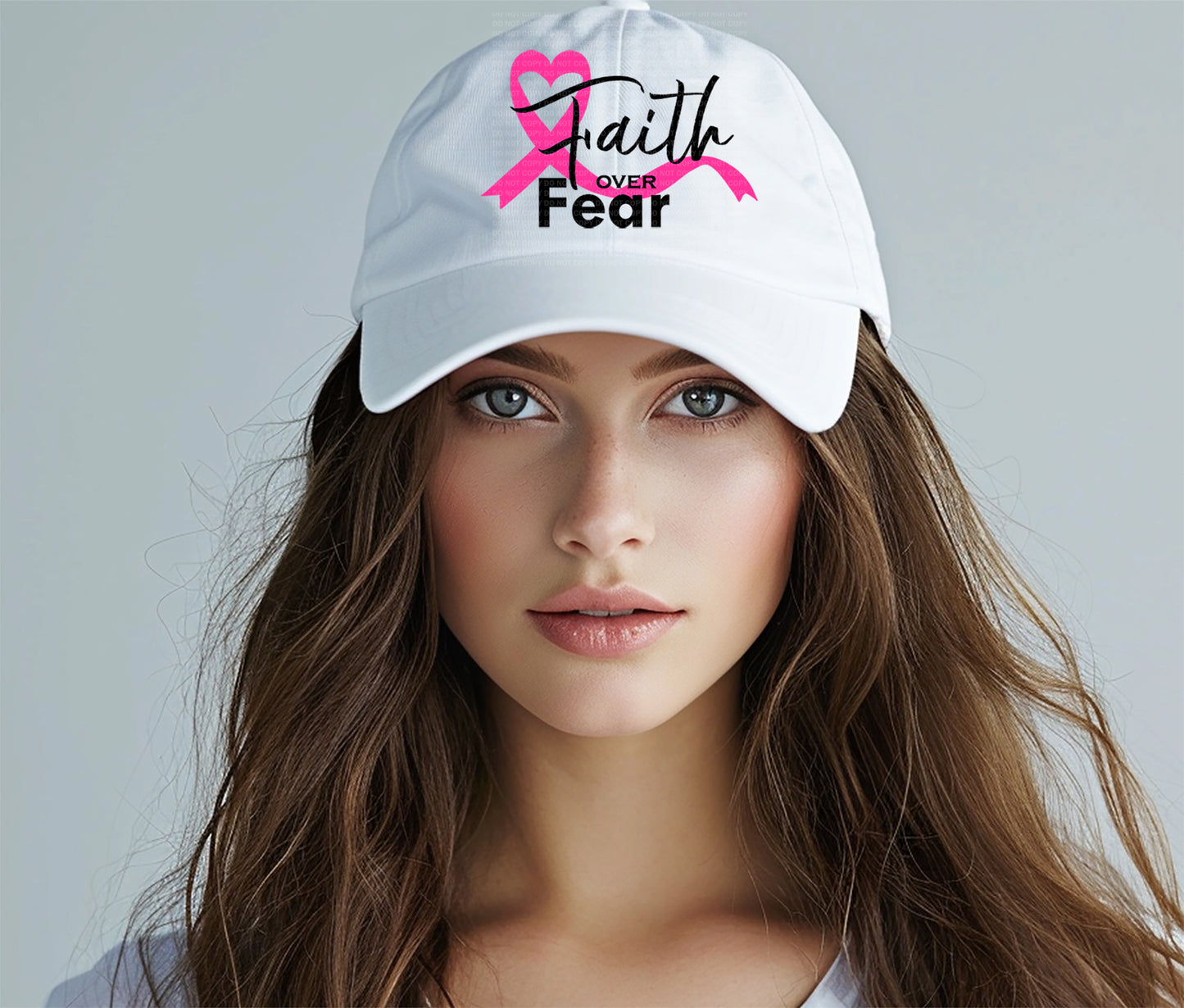 Faith Over Fear Pink Ribbon - Cap Design PNG