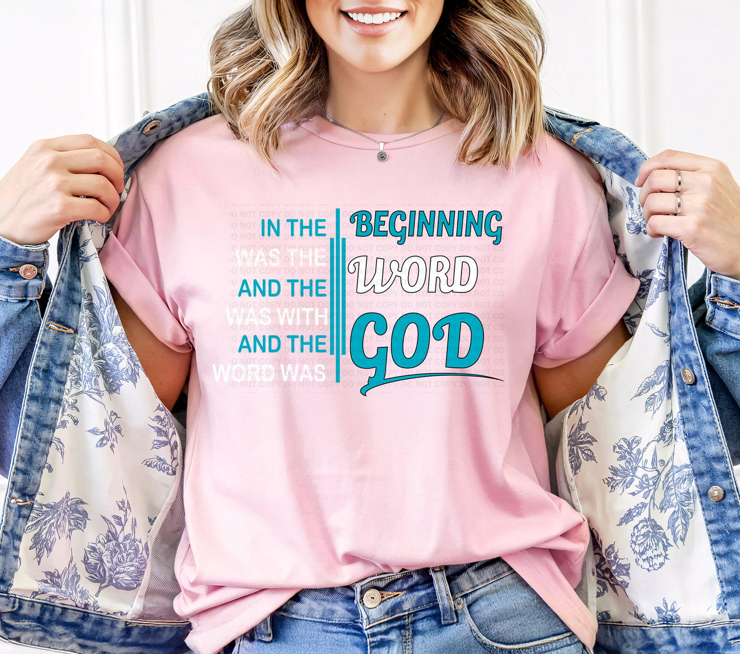 In The Beginning Was The Word And The Word Was With God And The Word Was God Blue Typography