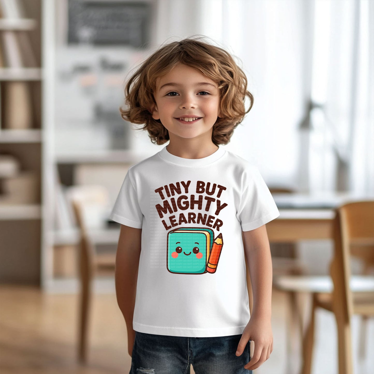 Tiny But Mighty Learner With Pencil And Book Dark Font