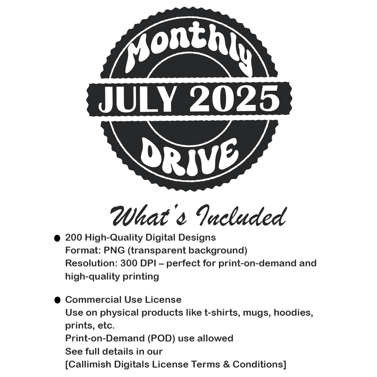 July 2025 Design Drop - 200 Commercial Use PNGs