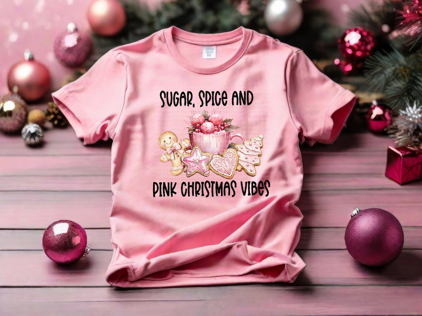 Sugar Spice And Pink Christmas Vibes - Black Font