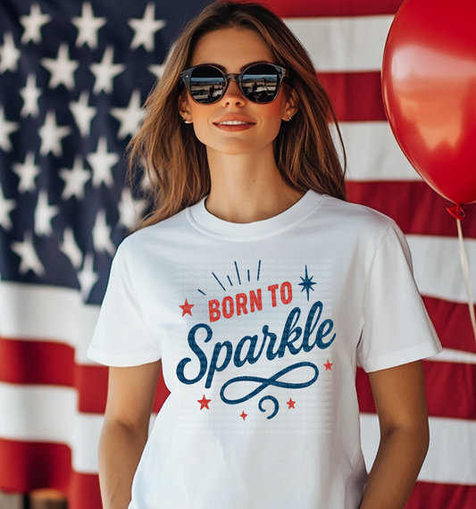 Born to Sparkle Retro Design Red Blue