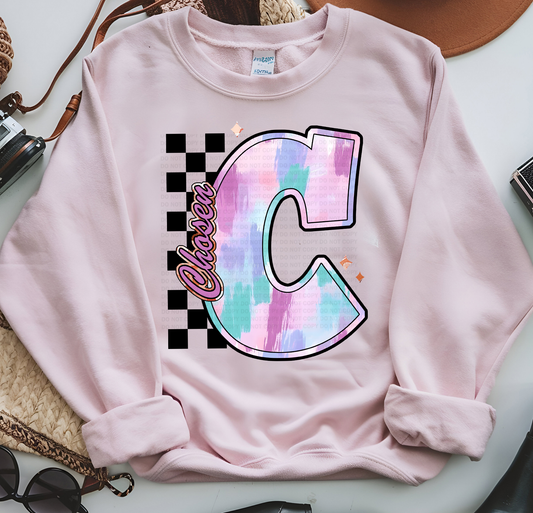 C for Chosen Pastel Brushstroke Checker