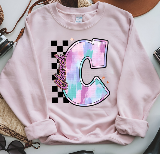 C For Church Pastel Brushstroke Checker