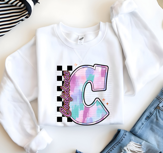 C For Confidence Pastel Brushstroke Checker