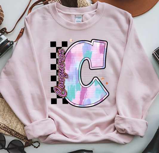 C For Conqueror Pastel Brushstroke Checker