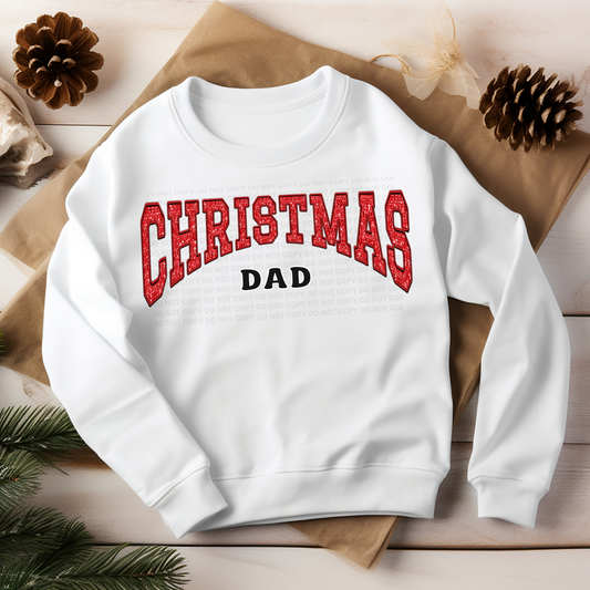 Christmas Dad Red Faux Embroidery Sequins