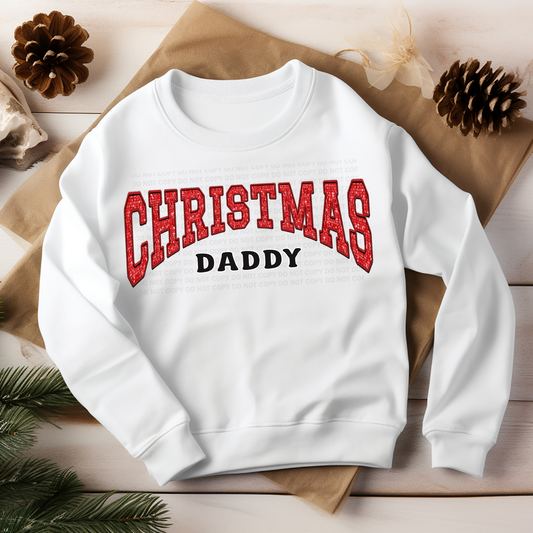 Christmas Daddy Red Faux Embroidery Sequins