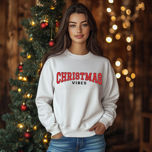 Christmas Vibes Arc Red Faux Embroidery Sequins