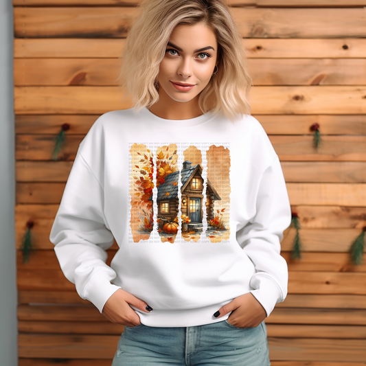 Cozy Autumn House Nights Brushstroke
