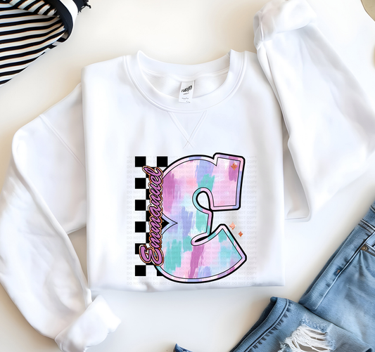 E For Emmanuel Pastel Brushstroke Checker