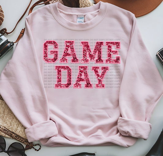 Game Day Faux Embroidery Sequins Pink