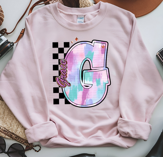 G For Grace Pastel Brushstroke Checker