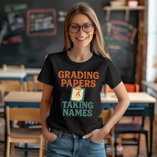 Grading Papers, Taking Names Retro - Teacher