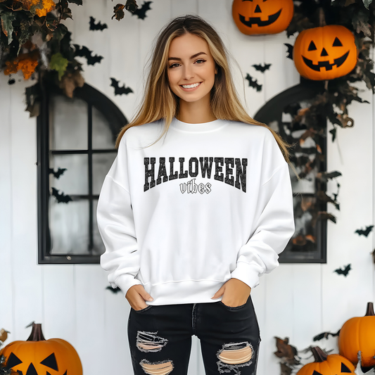 Halloween Vibes Black Faux Embroidery Sequins - White Vibes
