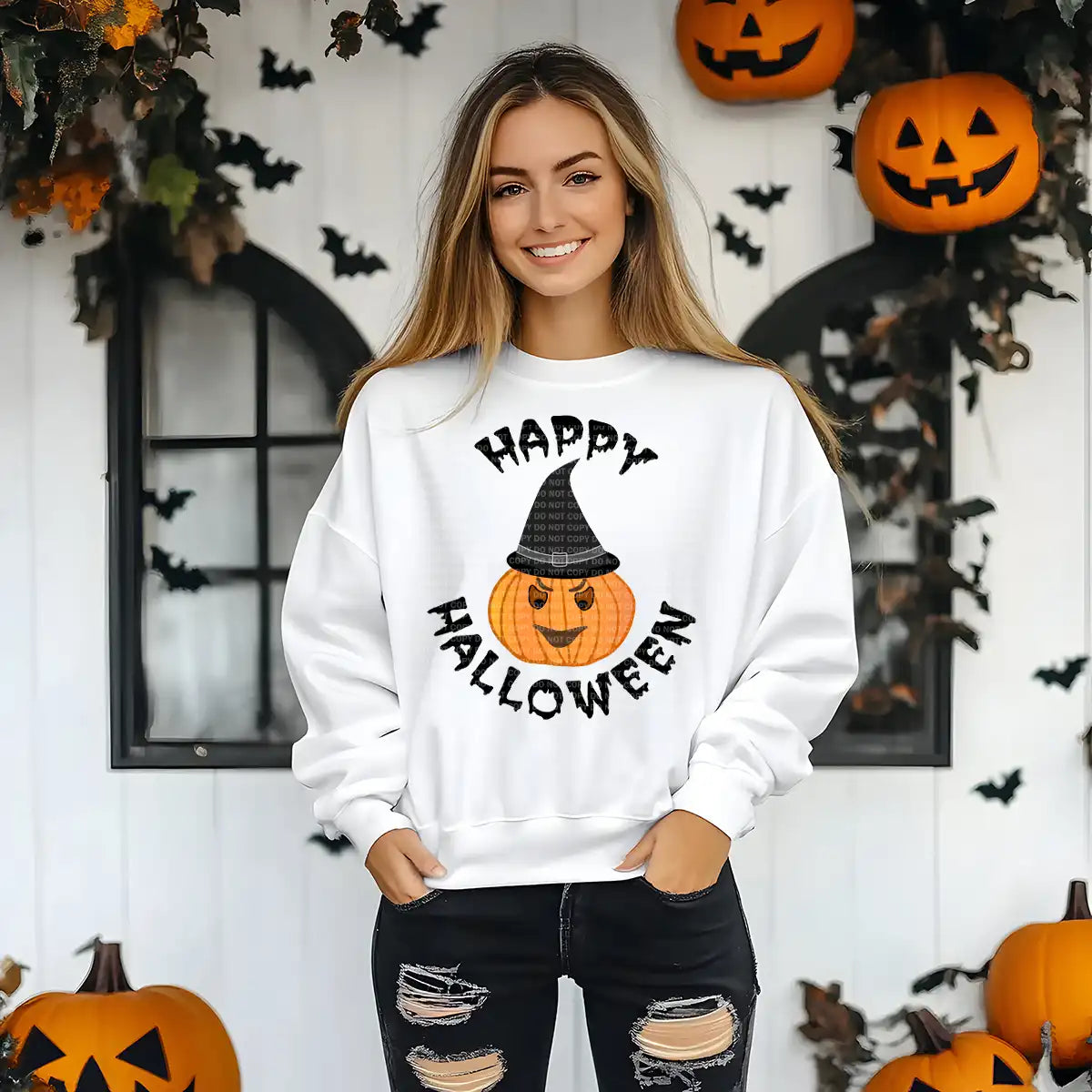 Happy Halloween Pumpkin Witch Black Drippy Font