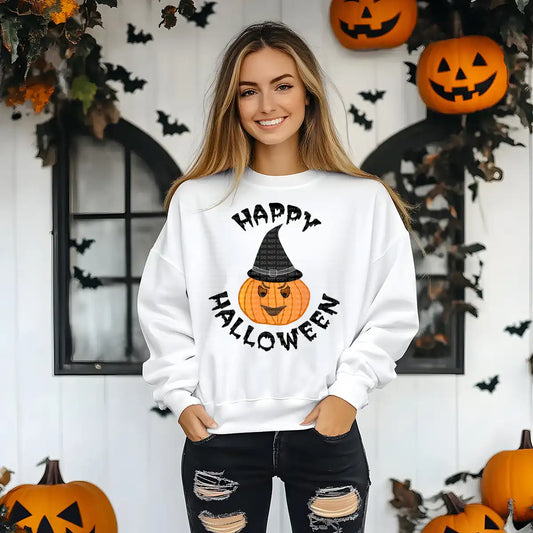 Happy Halloween Pumpkin Witch Black Drippy Font