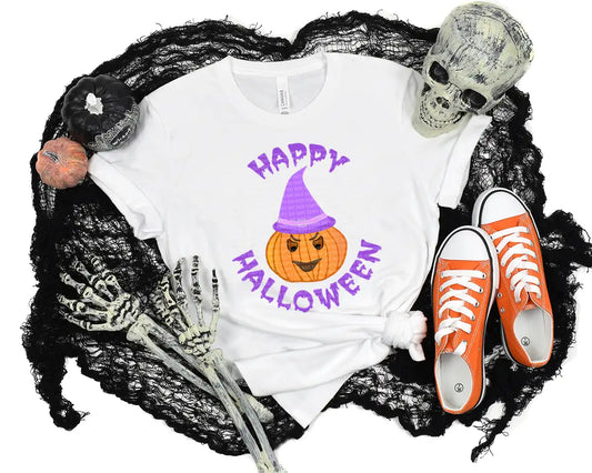 Happy Halloween Pumpkin Witch Purple Drippy Font