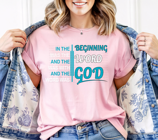 In The Beginning Was The Word And The Word Was With God And The Word Was God Blue Typography