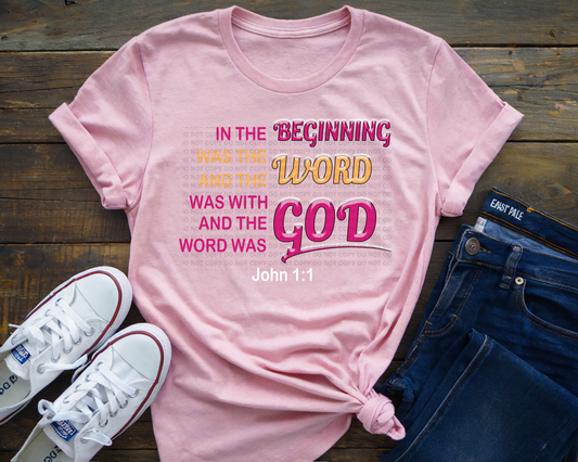 In The Beginning Was The Word And The Word Was With God And The Word Was God Pink Typography (Copy)
