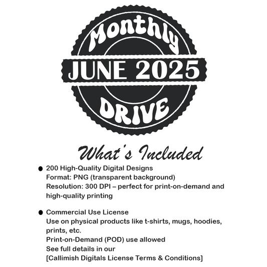 June 2025 Design Drop - 200 Commercial Use PNGs