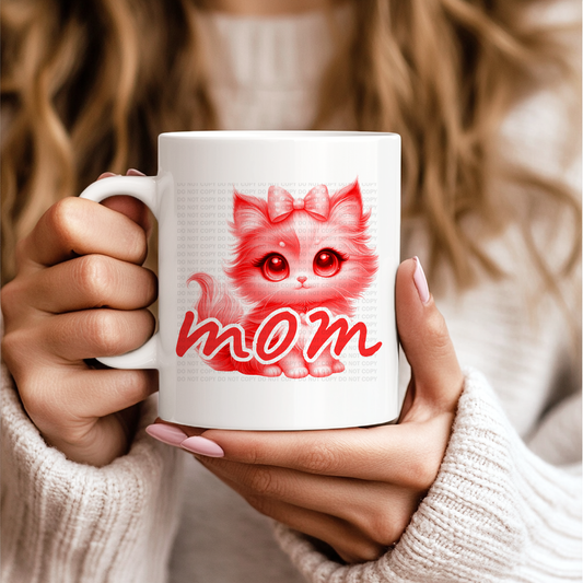 Kawaii Cat Mom Red