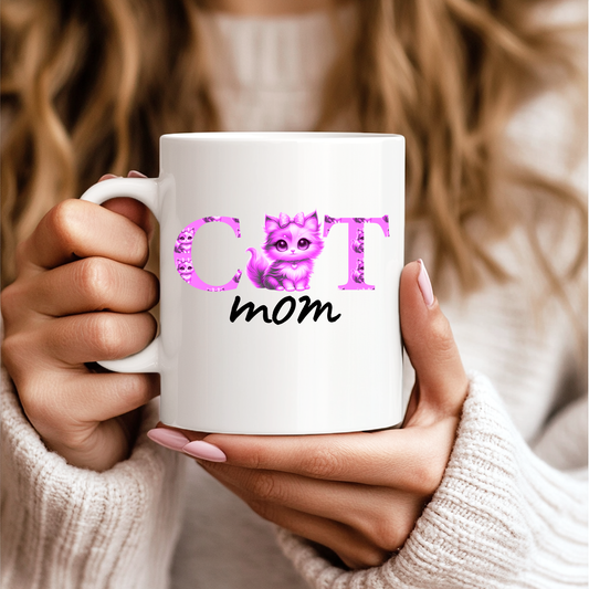 Kawaii Purple Cat Mom - Mug Design