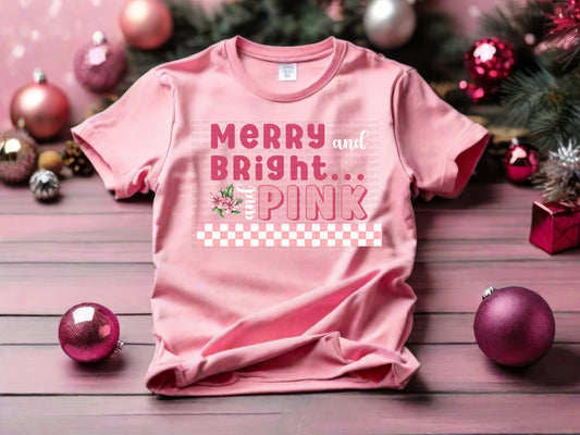 Merry And Bright And Pink - Checkered Pink