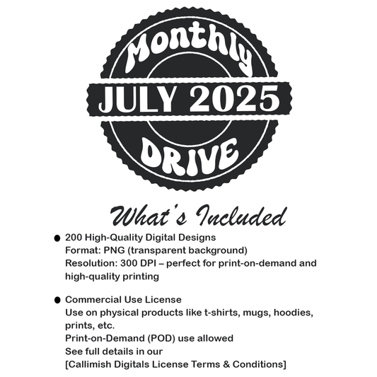 July 2025 Design Drop - 200 Commercial Use PNGs