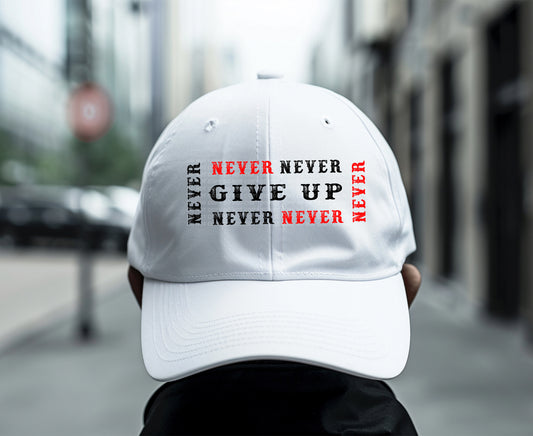 Never Give Up Gothic Distress - Cap Design