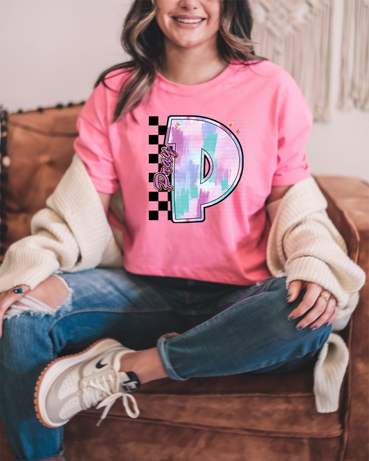 P For Pray Pastel Brushstroke Checker