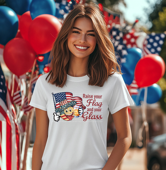 Raise Your Flag & Your Glass Smiley Red Font