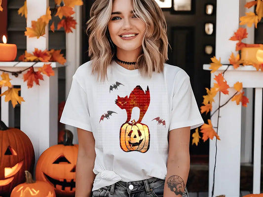 Spooky Cat Pumpkin Bats