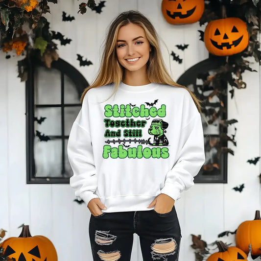 Stitched Together And Still Fabulous Dog Stitched Green Face