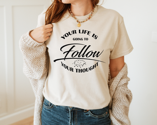 Your Life Is Going To Follow Your Thought Black Typography