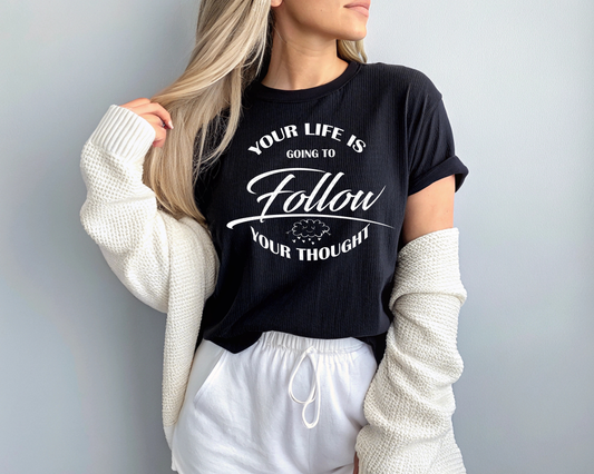 Your Life Is Going To Follow Your Thought White Typography