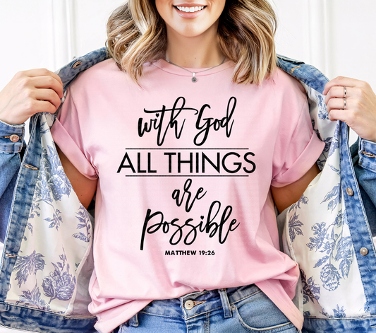 With God All Things Are Possible Matthew 19:26 Black Typography